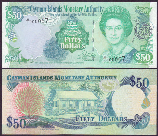 2001 Cayman Islands $50 (Unc)